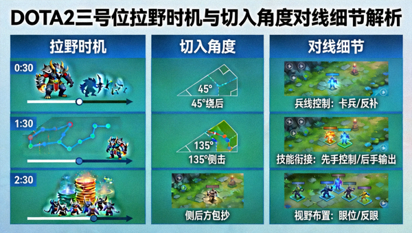 DOTA2三号位拉野时机与切入角度对线细节解析图
